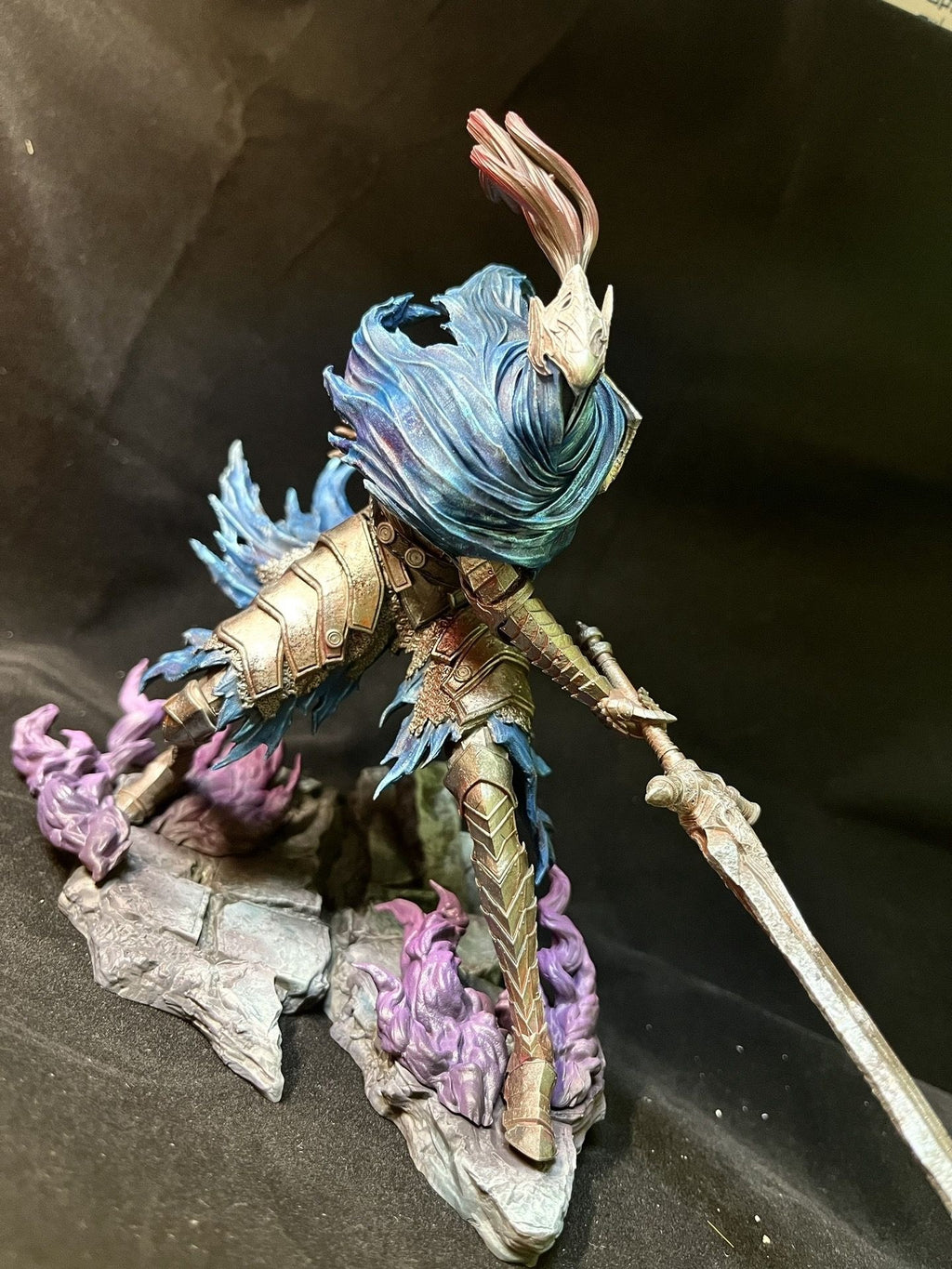 Azure Storm Bladeswoman - Hand-Painted Resin Collector Statue image 1
