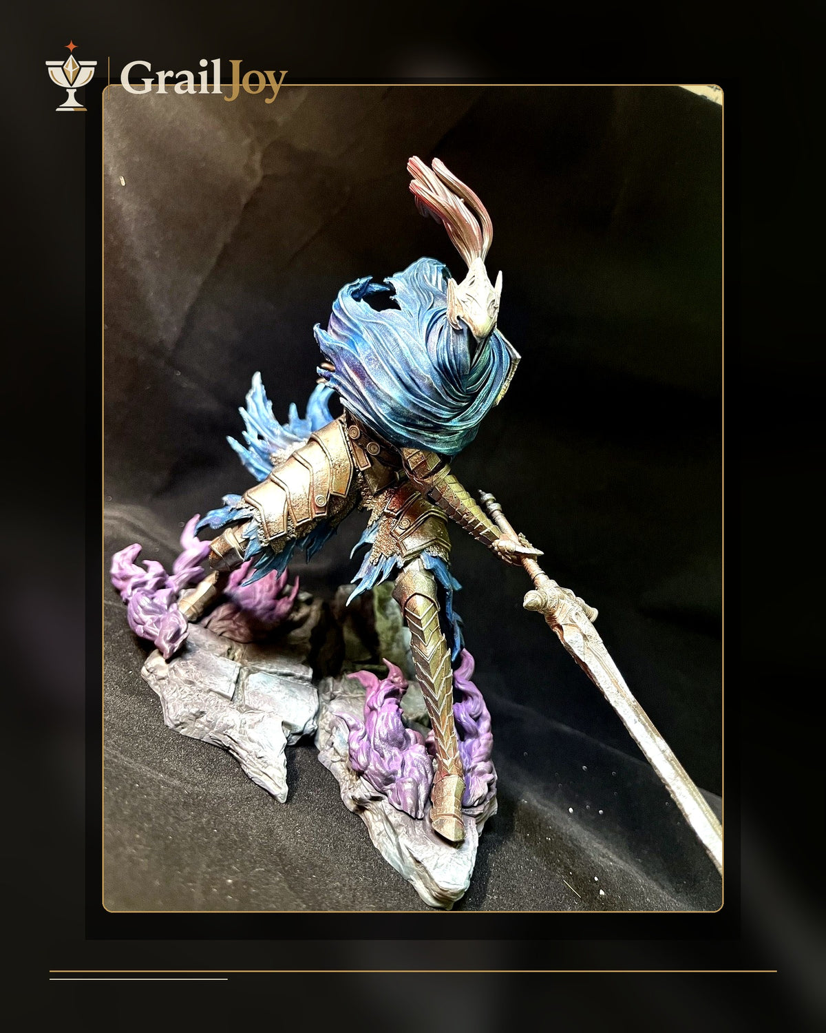 Azure Storm Bladeswoman - Hand-Painted Resin Collector Statue branded first image