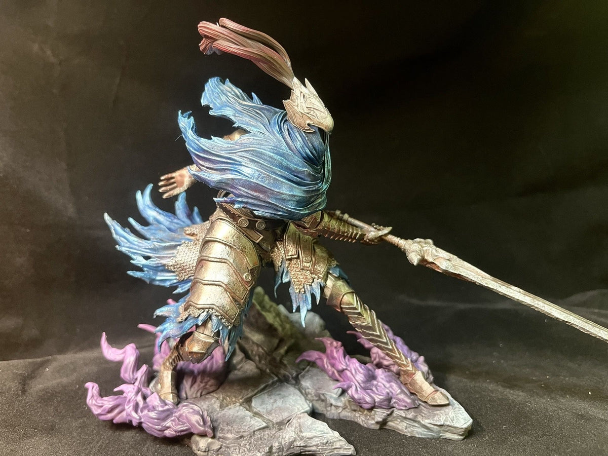 Azure Storm Bladeswoman - Hand-Painted Resin Collector Statue image 2