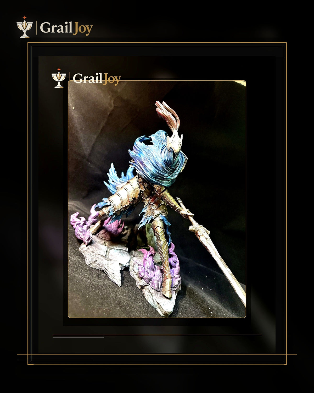 Azure Storm Bladeswoman - Hand-Painted Resin Collector Statue - GrailJoy premium first image