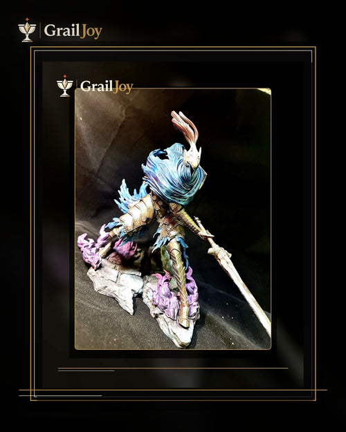 Azure Storm Bladeswoman - Hand-Painted Resin Collector Statue - GrailJoy premium first image
