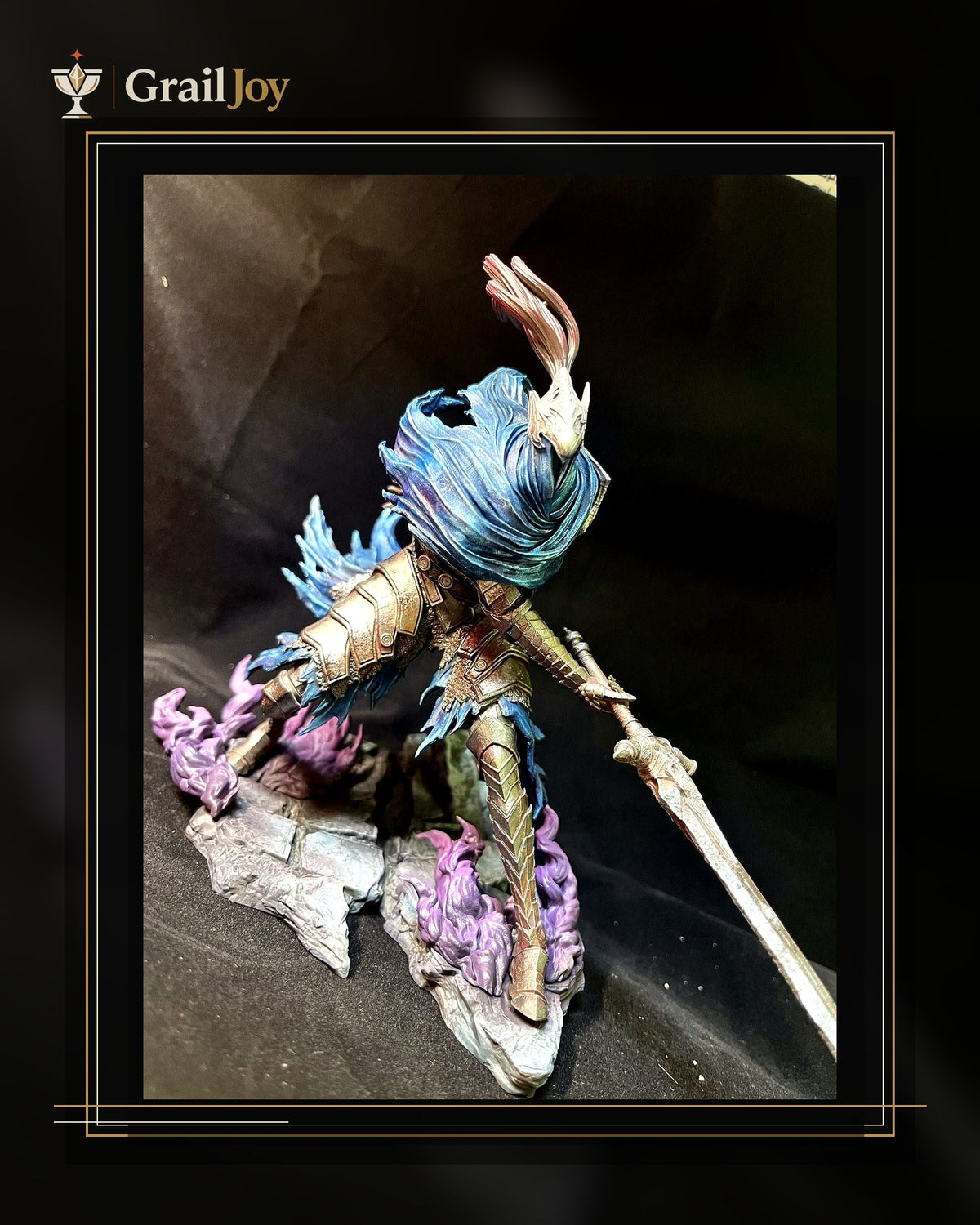 Azure Storm Bladeswoman - Hand-Painted Resin Collector Statue - GrailJoy premium first image