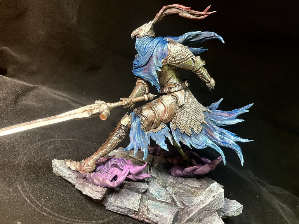 Azure Storm Bladeswoman - Hand-Painted Resin Collector Statue image 3