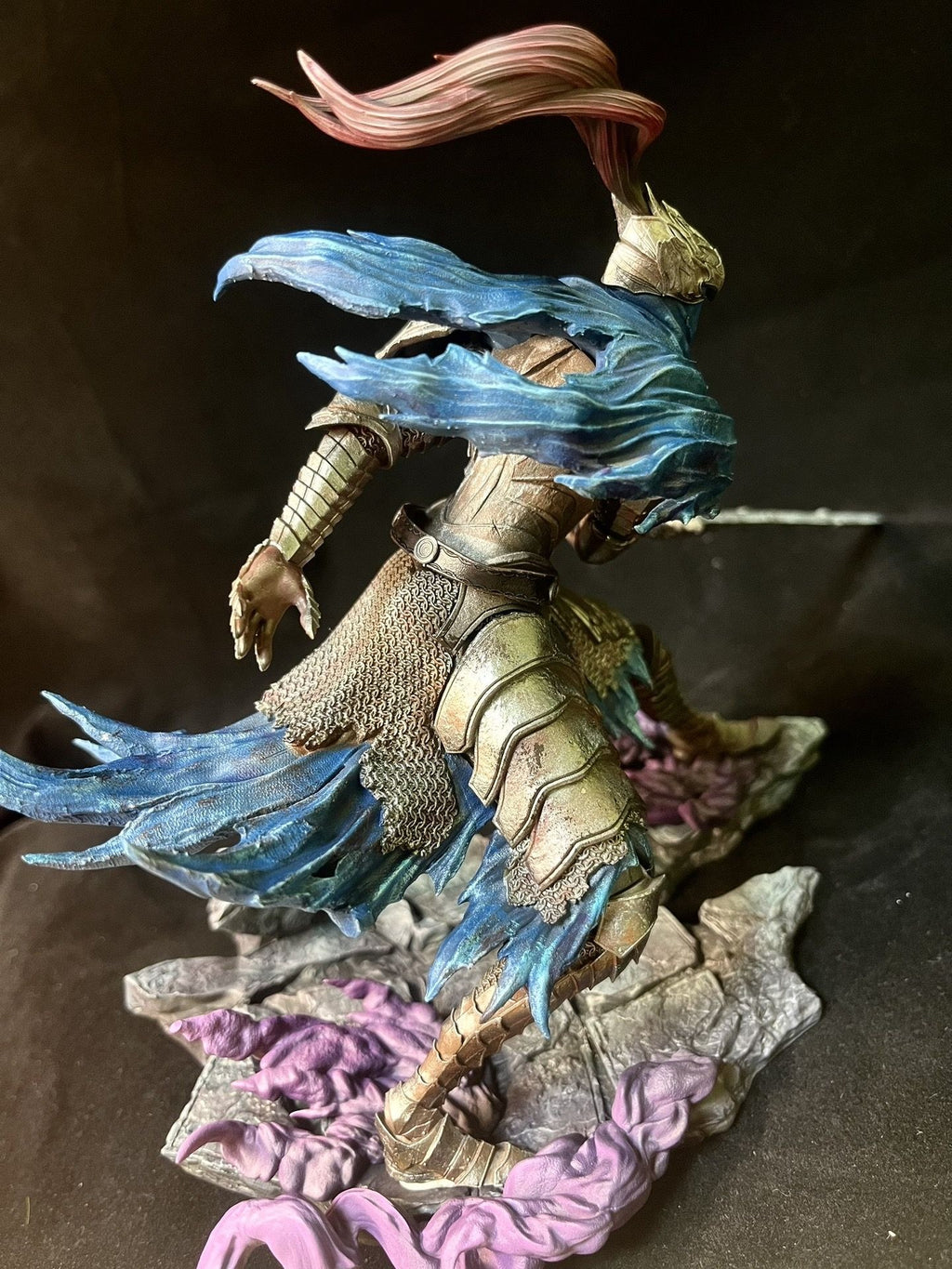Azure Storm Bladeswoman - Hand-Painted Resin Collector Statue image 4