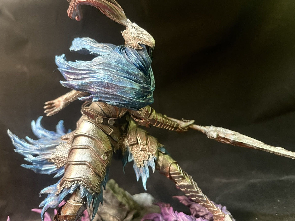 Azure Storm Bladeswoman - Hand-Painted Resin Collector Statue image 5