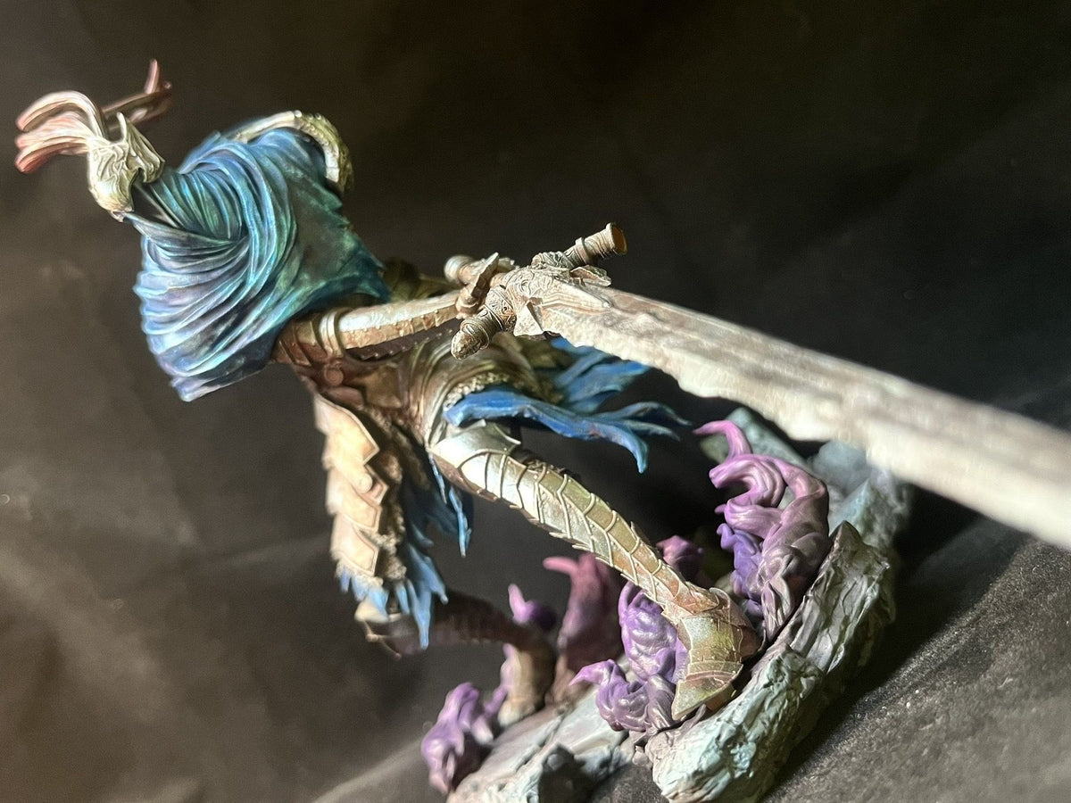 Azure Storm Bladeswoman - Hand-Painted Resin Collector Statue image 6
