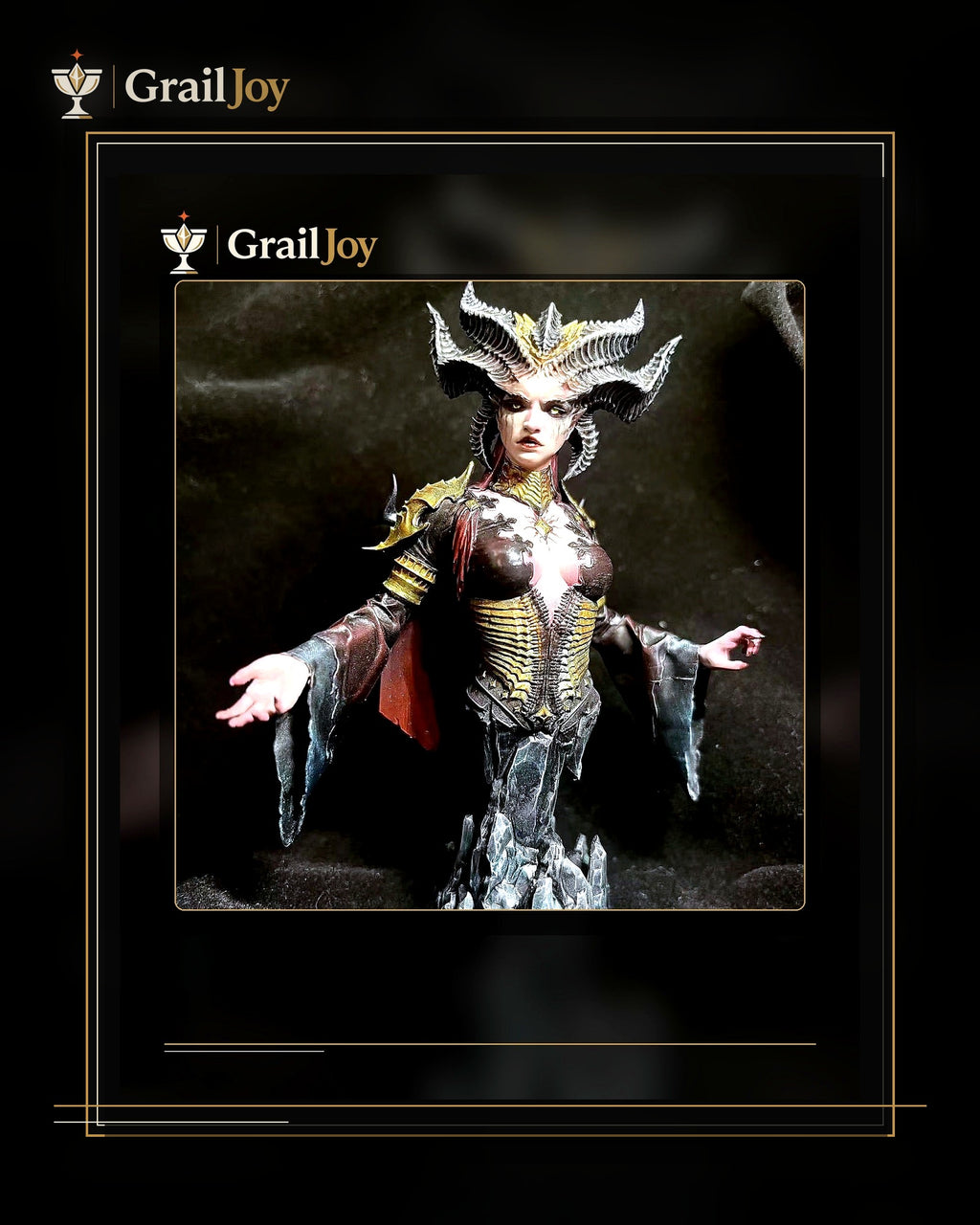 Horned Abyss Queen - Hand-Painted Resin Collector Statue - GrailJoy premium first image