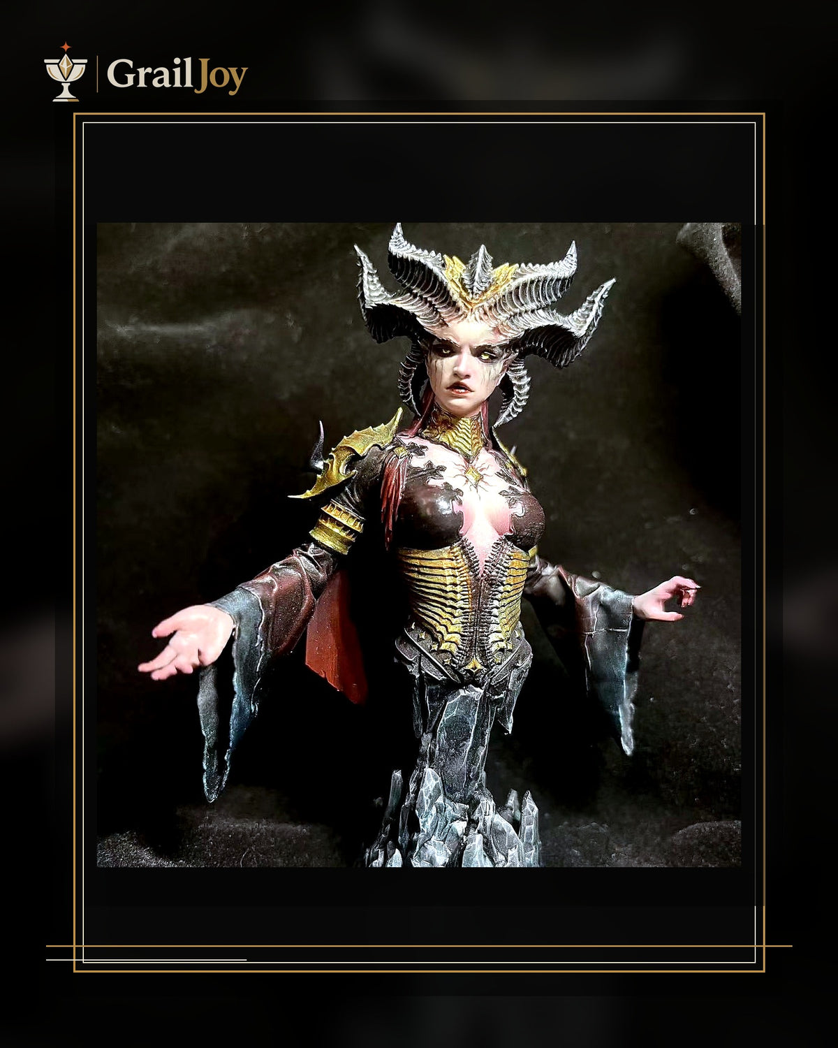 Horned Abyss Queen - Hand-Painted Resin Collector Statue - GrailJoy premium first image